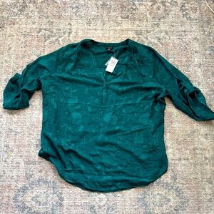 Torrid Harper 3/4 Sleeve Pullover Blouse Emerald Green size 3